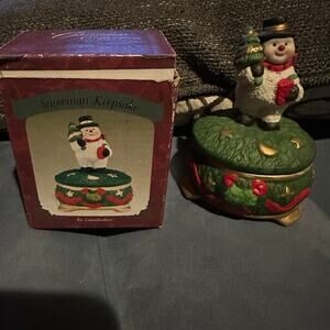Christmas snowman keepsake trinket box in original box